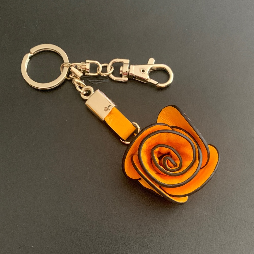 Elegant Orange Rose Keychain